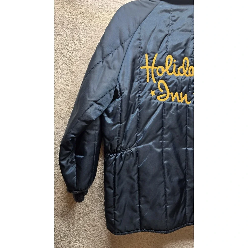 Vintage 70s 80s Holiday Inn Coat Walls Blizzard‎ Pruf Adult L USA Made Dark Blue